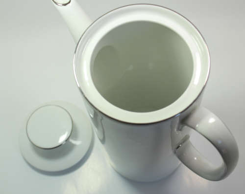 Tall Gloss White China Coffee Pot Medaillon Platinum Band by Thomas Germany