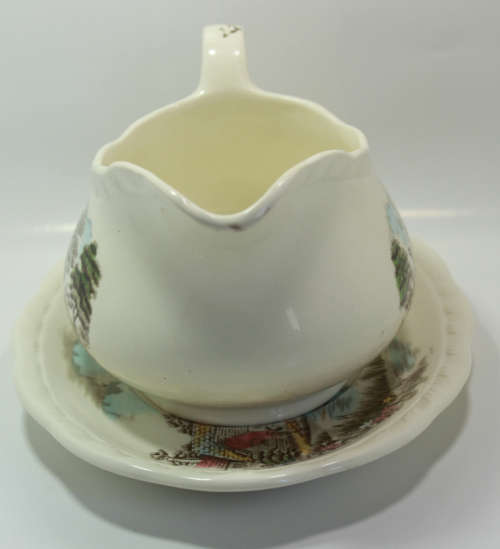 Vintage Alfred Meakin Famous Cottages Series Gravy Boat and Saucer