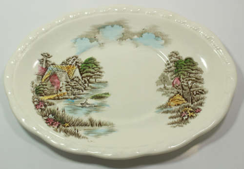Vintage Alfred Meakin Famous Cottages Series Gravy Boat and Saucer