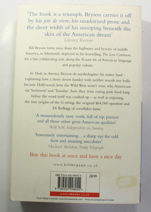 Made In America by Bill Bryson Softcover Book