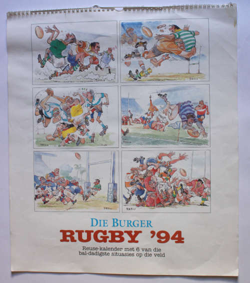 Die Burger 1994 Rugby Calendar Illustrated by Fred Mouton
