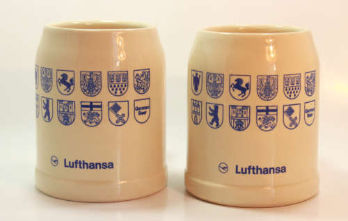 Pair of 1980`s 300ML Lufthansa Stoneware Beer Mugs
