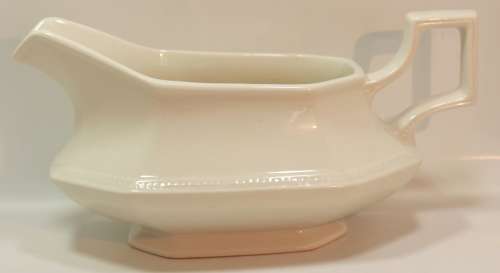 Octagonal Styled White Ironstone `Heritage White` Pattern Johnson Bros Gravy Boat