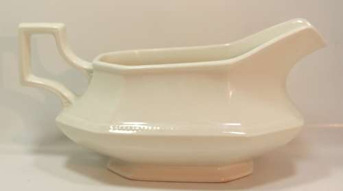 Octagonal Styled White Ironstone `Heritage White` Pattern Johnson Bros Gravy Boat