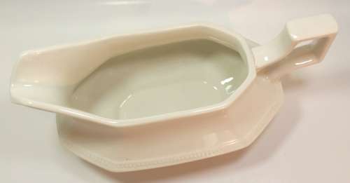 Octagonal Styled White Ironstone `Heritage White` Pattern Johnson Bros Gravy Boat