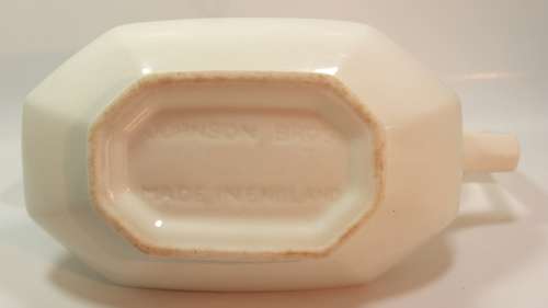 Octagonal Styled White Ironstone `Heritage White` Pattern Johnson Bros Gravy Boat