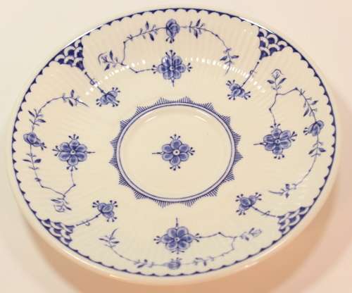 Set of 4 Furnivals Denmark Blue Bouillon Cups and Underplates