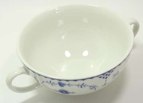 Set of 4 Furnivals Denmark Blue Bouillon Cups and Underplates