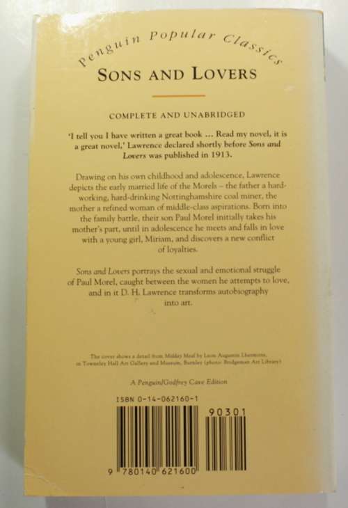 Sons and Lovers by D.H. Lawrence Penguin Classics Softcover Book
