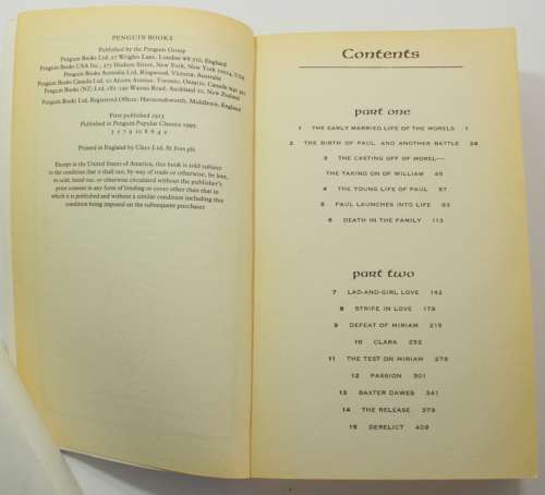Sons and Lovers by D.H. Lawrence Penguin Classics Softcover Book