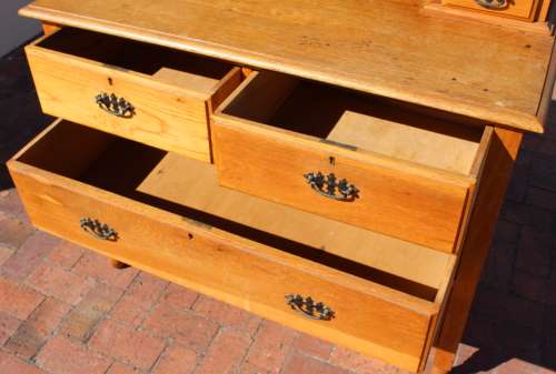 Vintage Oak Dresser with Oval Mirror and 4 Drawers