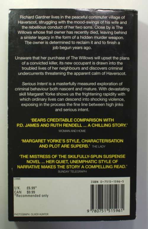 Serious Intent by Margaret Yorke Softcover Book.
