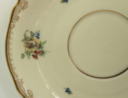 Four Vintage Hutschenreuther Selb Saucers, Cream with a Floral Pattern