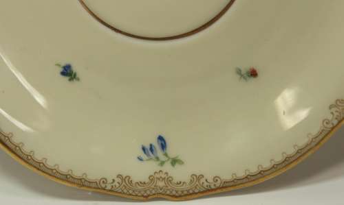Four Vintage Hutschenreuther Selb Saucers, Cream with a Floral Pattern