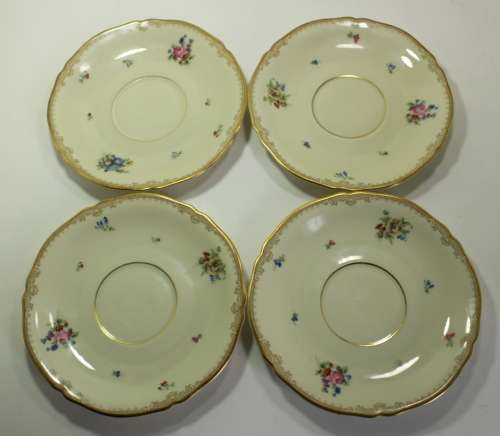 Four Vintage Hutschenreuther Selb Saucers, Cream with a Floral Pattern