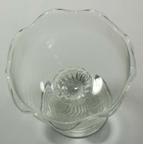 Three Classically Styled Footed Glass Dessert Bowls with Scallop Pattern Edge