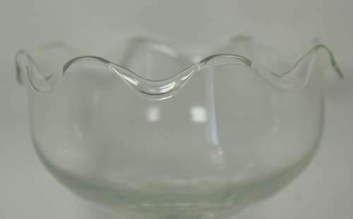 Three Classically Styled Footed Glass Dessert Bowls with Scallop Pattern Edge