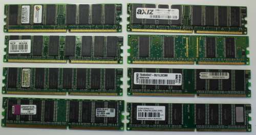 Eight Assorted Legacy Desktop PC Memory Modules DDR1 133/333/400MHz 256/512MB/1GB