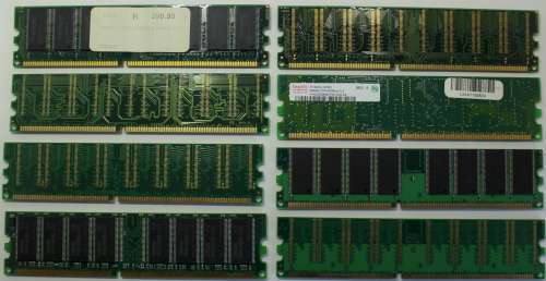 Eight Assorted Legacy Desktop PC Memory Modules DDR1 133/333/400MHz 256/512MB/1GB