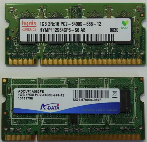 Two Legacy Hynix and Nanya 256MB DDR1 333MHz Memory Module for Notebook