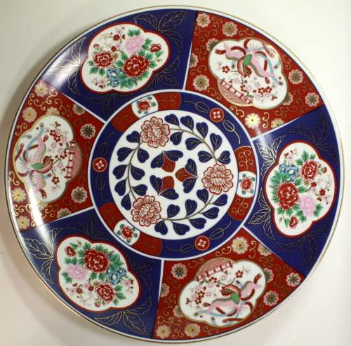 Imari Red, Blue and White Large Decorative Wall Plate