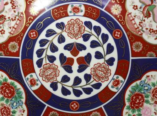 Imari Red, Blue and White Large Decorative Wall Plate