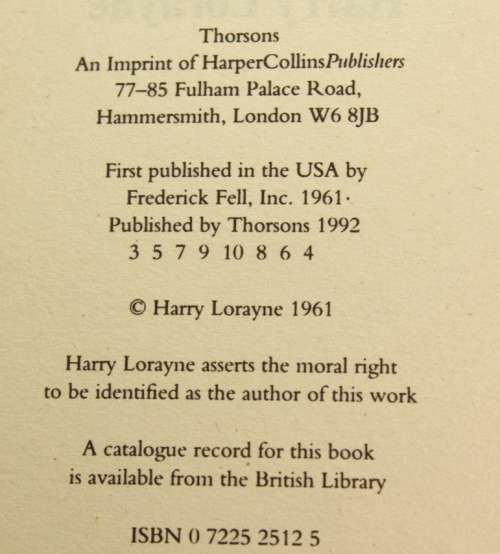Secrets Of Mind Power by Harry Lorayne Softcover Book