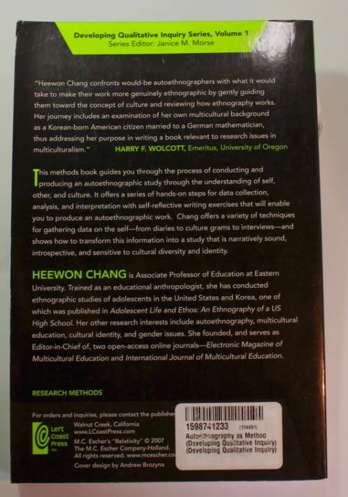 Autoethnography As Method by Heewon Chang Softcover Book