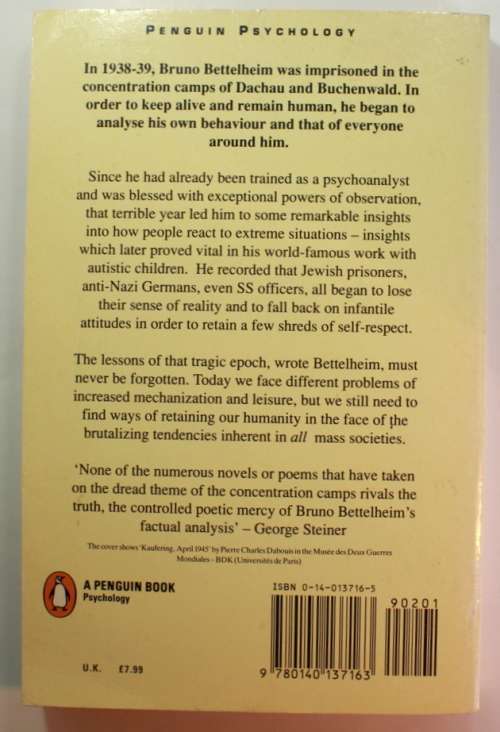 The Informed Heart by Bruno Bettelheim Softcover Book