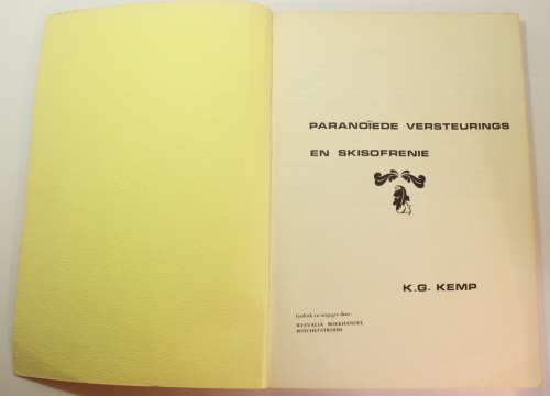 Paranoiede Versteunings en Skisofrenie by K G Kemp Softcover Book