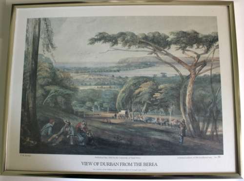 `View Of Durban From The Berea` by T W Bowler Framed Lithographic Print Limited Edition #33/500