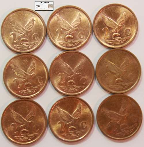 South Africa (Venda) 2 Cent 2000x8 and 2001x1 (Nine Coins) Circulated