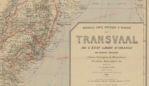 Transvaal and OFS and Southern Africa Physical and Mineral Map F Bianconi 1899 Digital Download