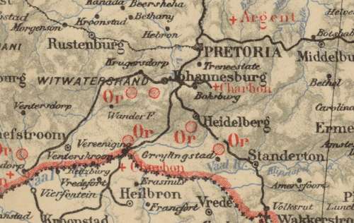 Transvaal and OFS and Southern Africa Physical and Mineral Map F Bianconi 1899 Digital Download