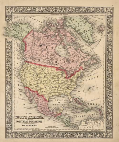 Mitchell`s Map Of North America 1860 Digital Download