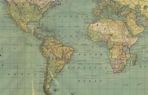 Rand McNally World and Oceans Map 1892 Digital Download