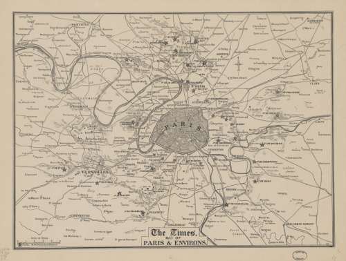 The Times Map Of Paris and Environs 1915 Digital Download