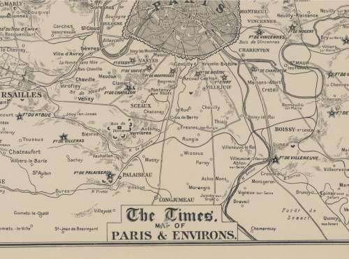The Times Map Of Paris and Environs 1915 Digital Download