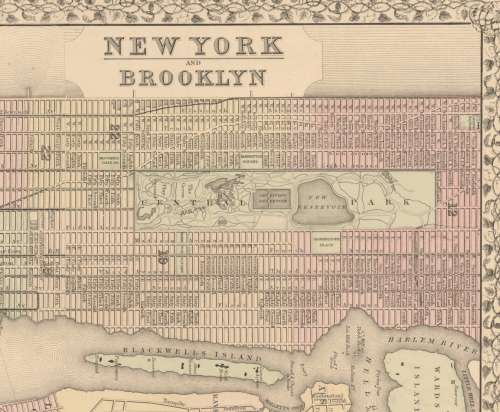Mitchell`s Map of New York and Brooklyn 1871 Digital Download