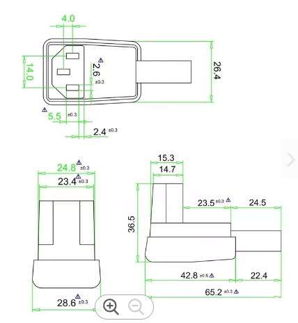 IEC 90 Degrees Down Angled Female Kettle Plug JA 2231