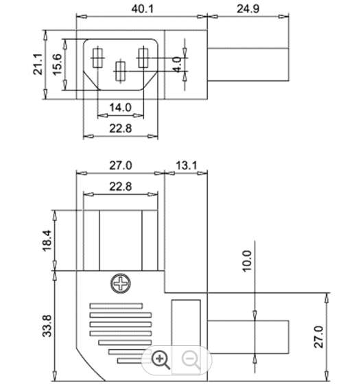 IEC C13 90 Degrees Right Angled Female Kettle Plug JA2231-2