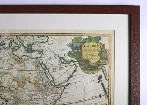 Framed Reproduction Print of Map L`Afrique by G. Delisle 1700
