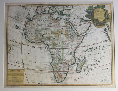 Framed Reproduction Print of Map L`Afrique by G. Delisle 1700