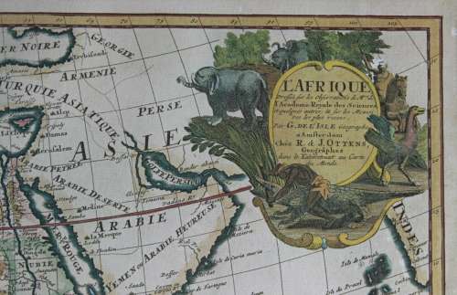 Framed Reproduction Print of Map L`Afrique by G. Delisle 1700