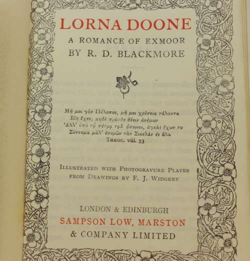 Lorna Doone by RD Blackmore Softcover Book Early 1900`s Edition