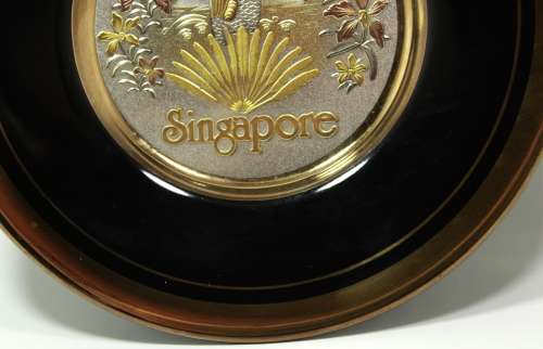 Chokin Plate `Singapore` 24KT Gold Decorative Display Plate