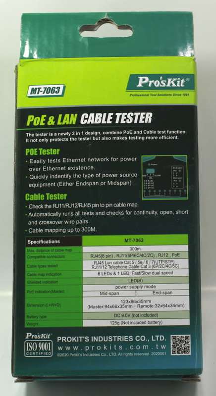 Pro`sKit POE and LAN Cable Tester MT-7063