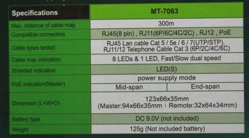 Pro`sKit POE and LAN Cable Tester MT-7063