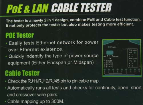 Pro`sKit POE and LAN Cable Tester MT-7063