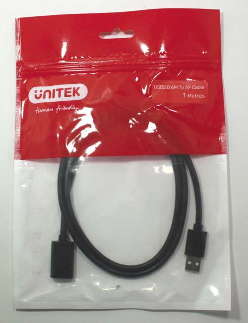 1.0m Unitek USB2.0 A Male to Female (USB Extension Cable) Y-C428GBK 1M